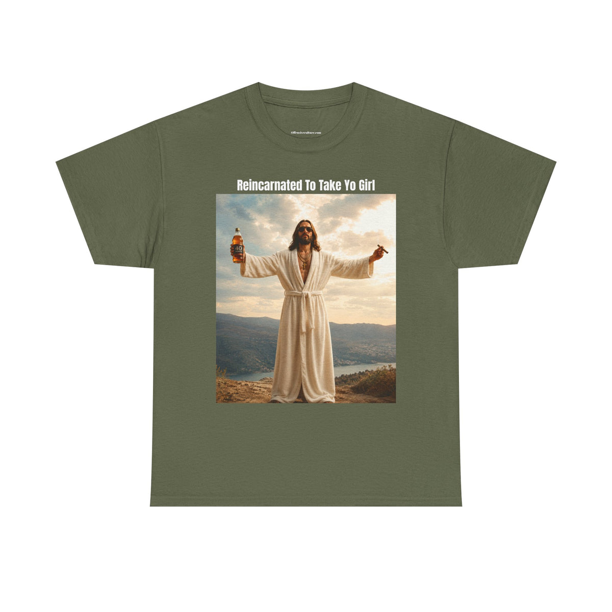 "Reincarnated to Take Yo Girl" Retro Jesus Parody Funny Graphic T-Shirt