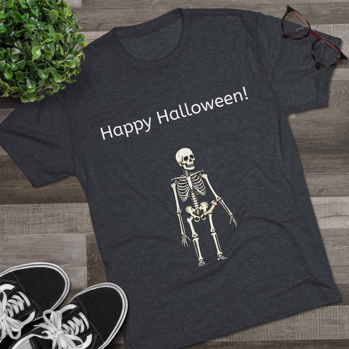 Happy Halloween Skeleton Tee — Halloween Graphic T-Shirt