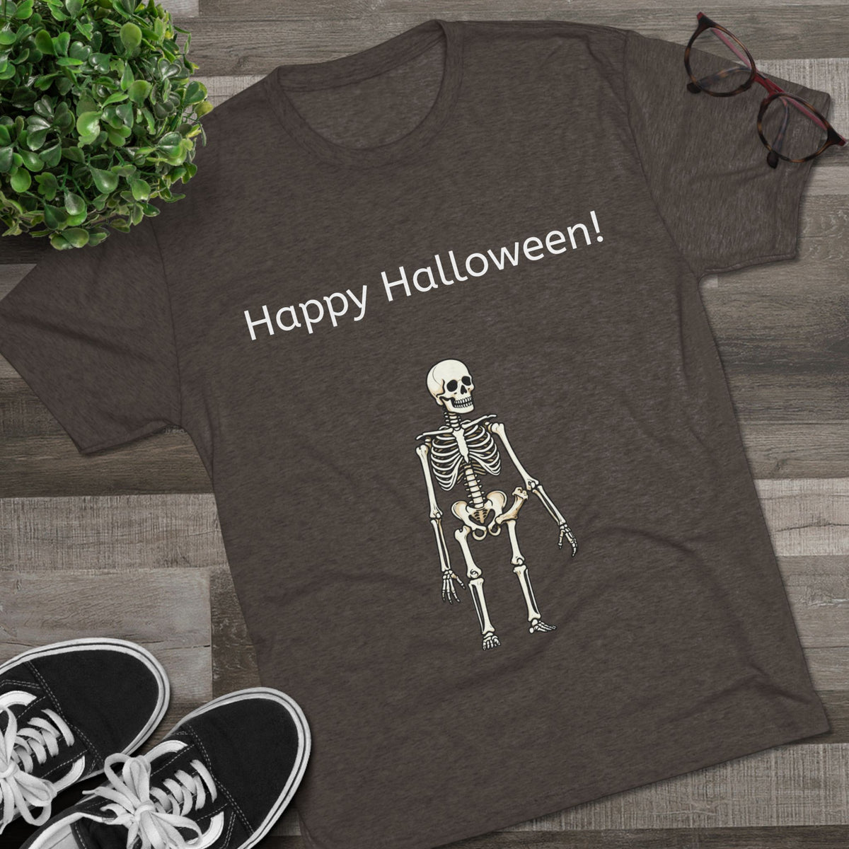 Happy Halloween Skeleton Tee — Halloween Graphic T-Shirt