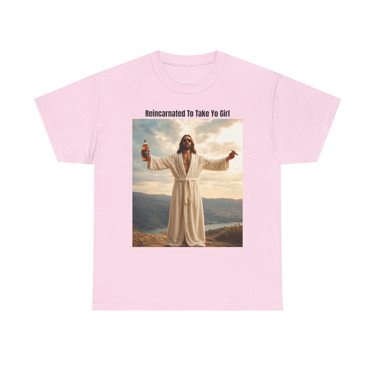 "Reincarnated to Take Yo Girl" Retro Jesus Parody Funny Graphic T-Shirt