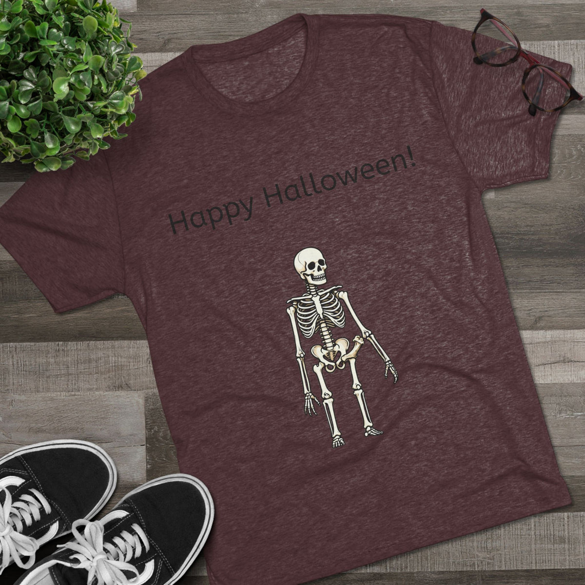 Happy Halloween Skeleton Tee — Halloween Graphic T-Shirt