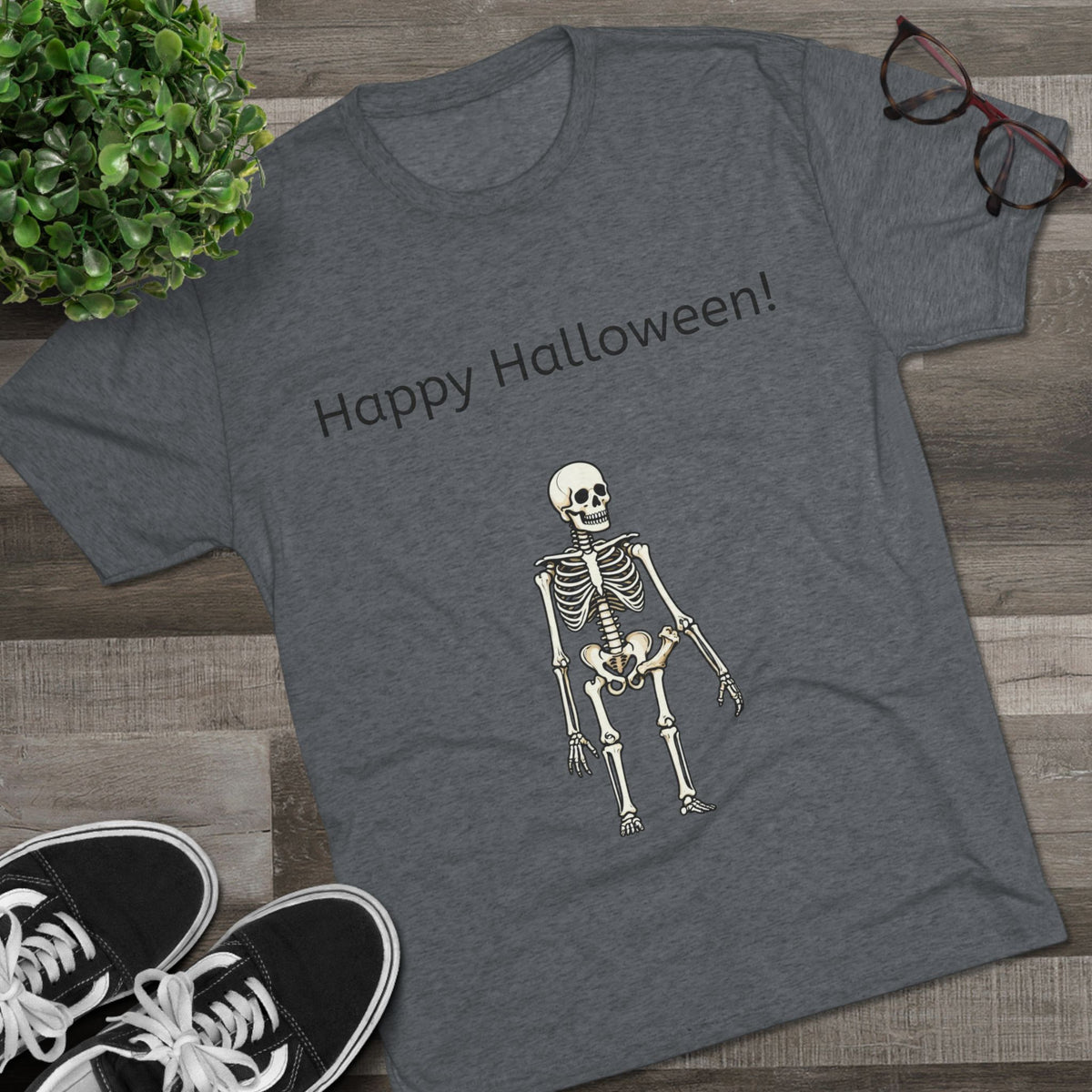 Happy Halloween Skeleton Tee — Halloween Graphic T-Shirt