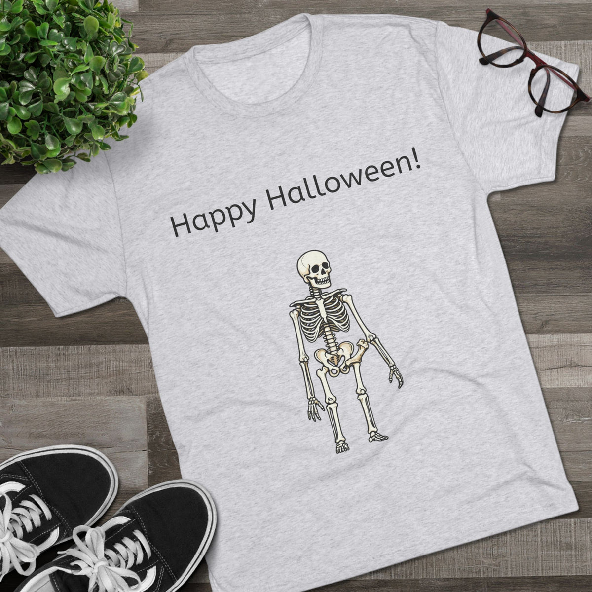 Happy Halloween Skeleton Tee — Halloween Graphic T-Shirt