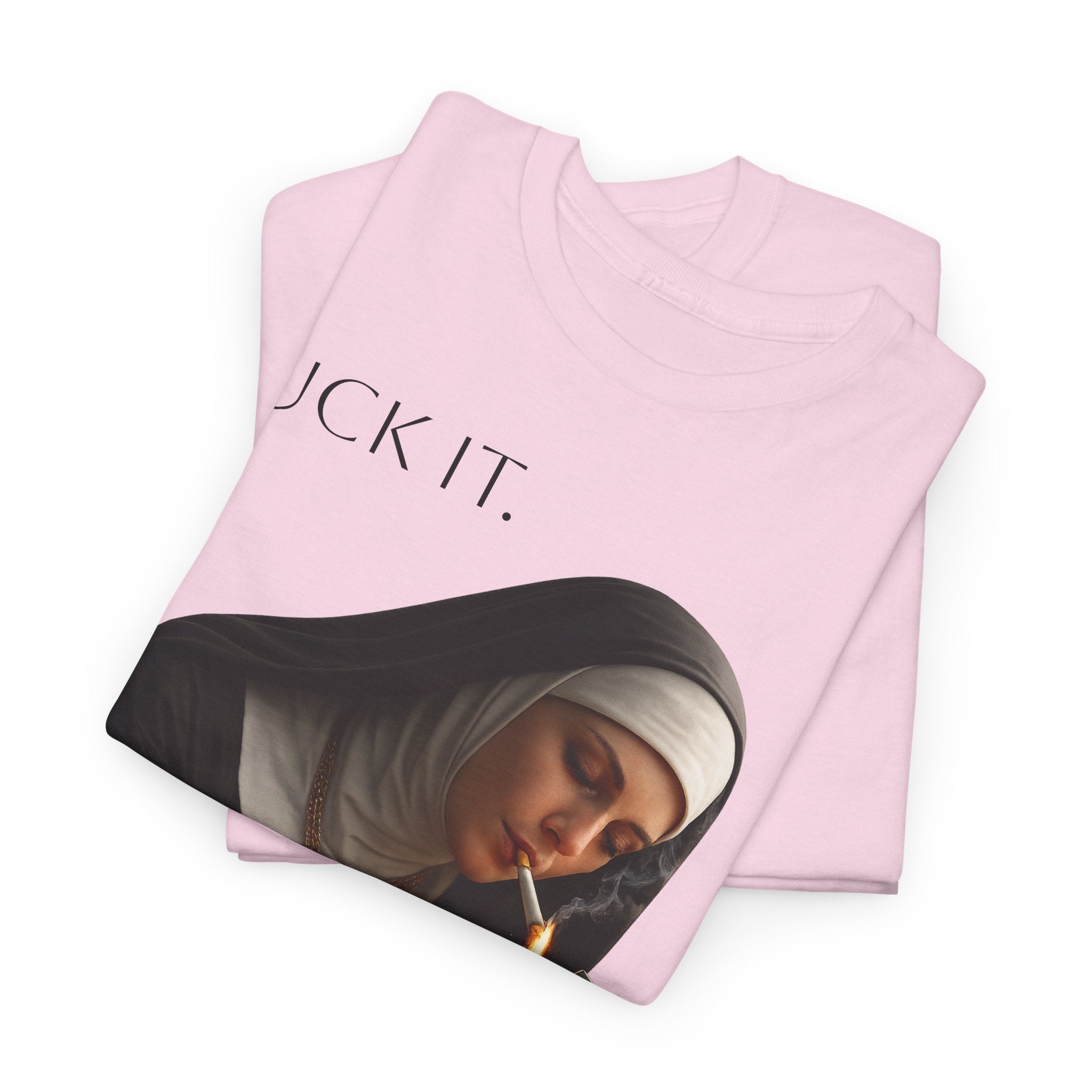 Graphic Tee — 'Fuck It' Smoking Nun Vintage Art T-Shirt