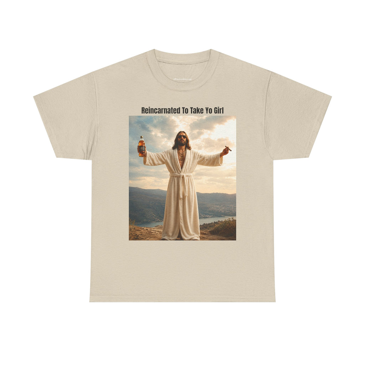 "Reincarnated to Take Yo Girl" Retro Jesus Parody Funny Graphic T-Shirt