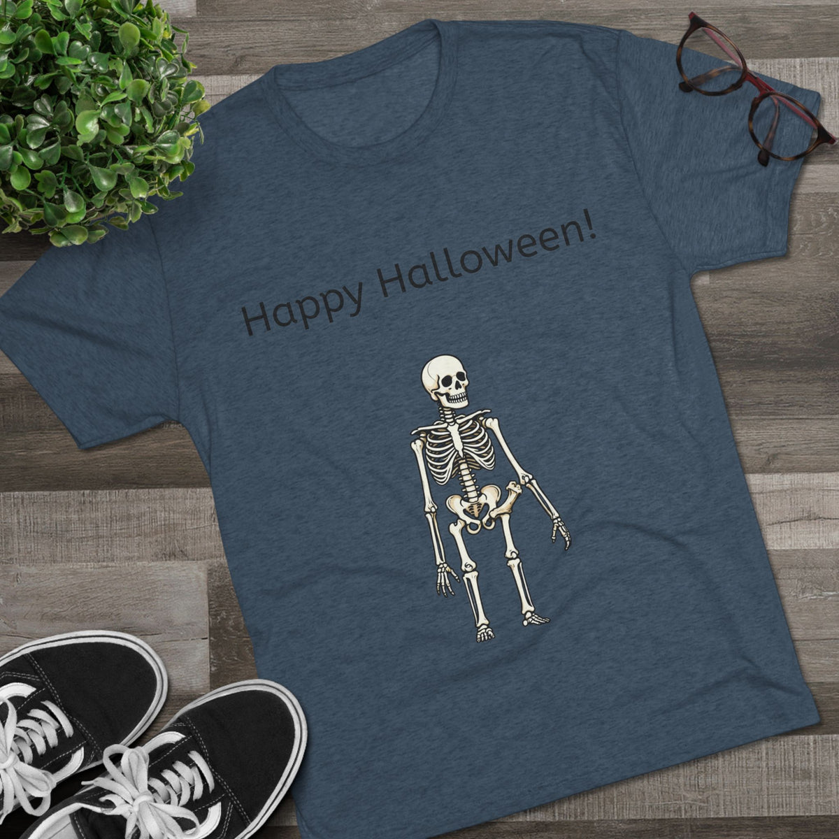 Happy Halloween Skeleton Tee — Halloween Graphic T-Shirt