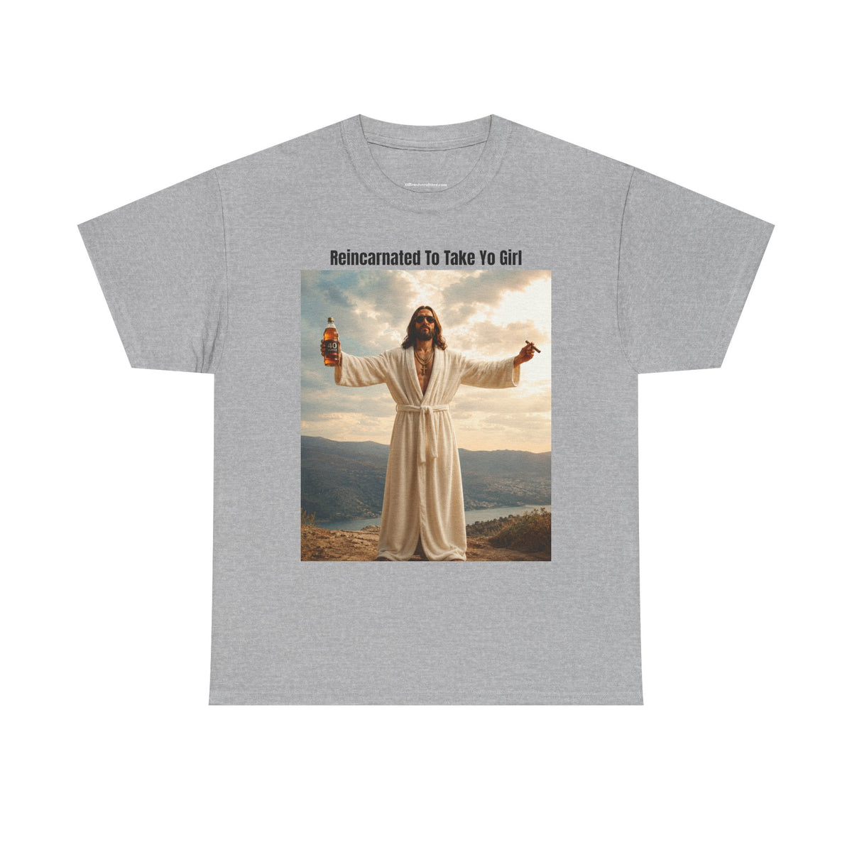 "Reincarnated to Take Yo Girl" Retro Jesus Parody Funny Graphic T-Shirt