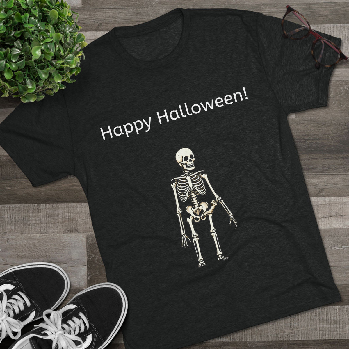 Happy Halloween Skeleton Tee — Halloween Graphic T-Shirt